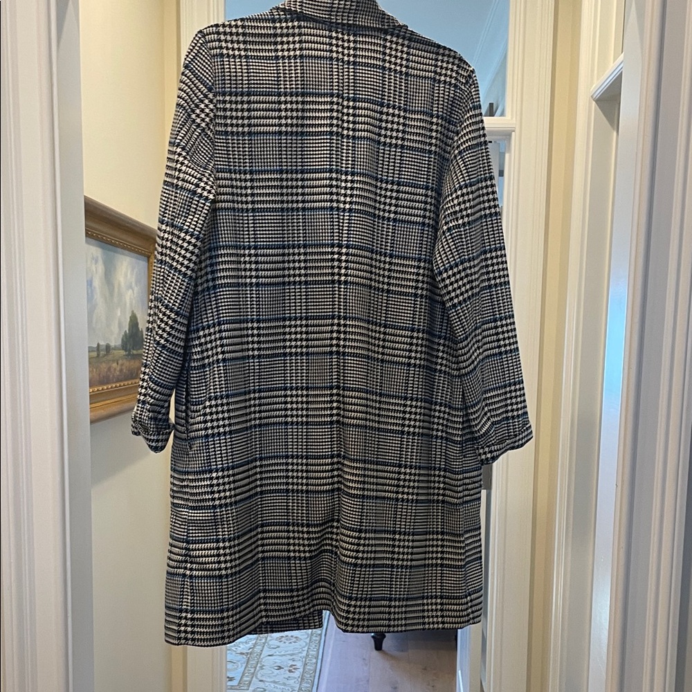 J Jill Blue Black and White Plaid Car Coat (bw) - Picture 7 of 7